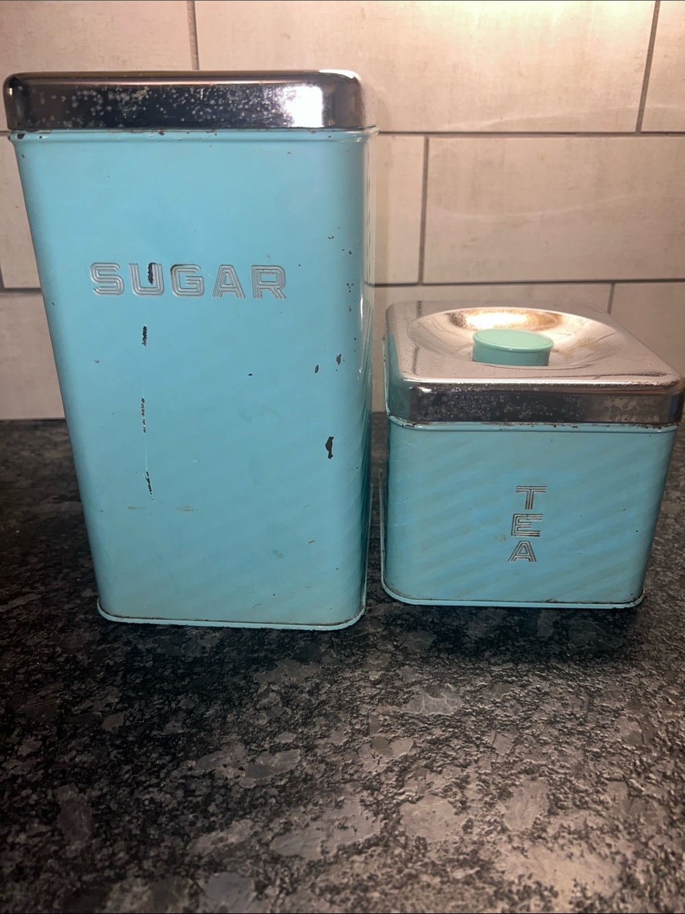 Vintage-Style Blue Sugar & Tea Canister Set by Lincoln Beautyware